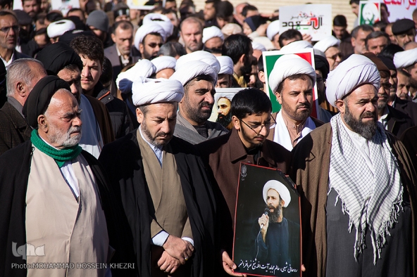اعتراض مردم قزوین به اعدام آیت الله شیخ نمر