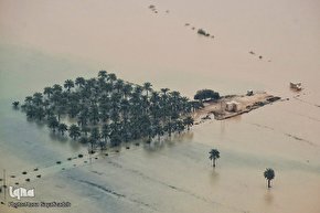 تصاویر هوایی از منطقه سیل‌زده بامدژ