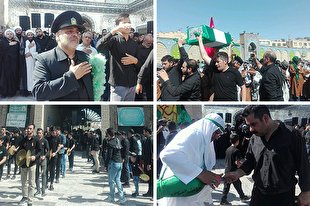 تصاویری از آیین تشییع شهدای کربلا در پیشوا