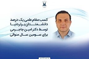 کسب مقام علمی یک درصد دانشمندان برتر دنیا توسط دانشمند خراسان‌شمالی