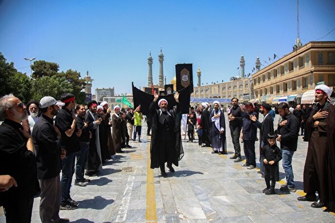عکس | سوگواری دسته‌جات عزای امام باقر(ع) در حرم بانوی کرامت